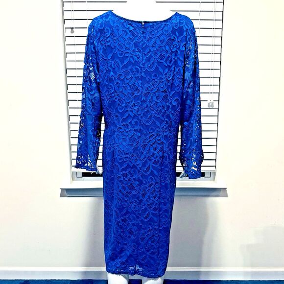 Alfani Woman, Sz 18W, Blue Formal Dress, Sheath Style, Lined, New without Tags! - Picture 8 of 12